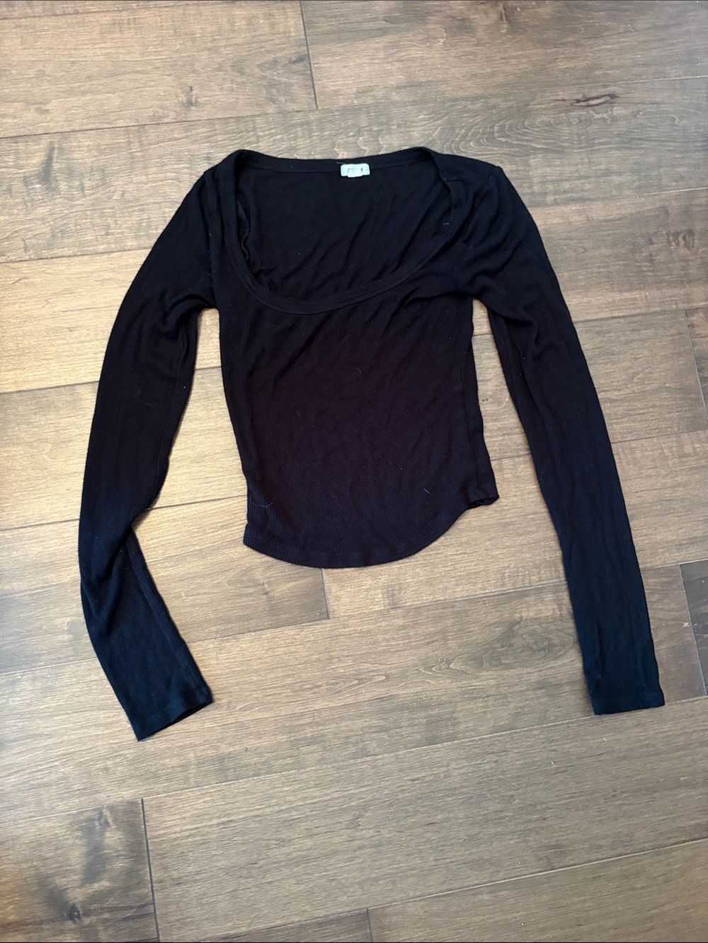 Garage Black Scoop Neck Long Sleeve Top